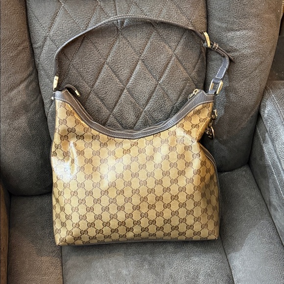 Gucci Handbags - Gucci Tan Monogram Shoulder Bag